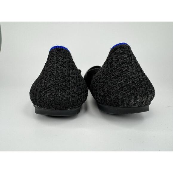 Rothys The Flat Size 9.5 Honeycomb Black Knit Round Toe Slip On Shoes Comfort - Picture 10 of 12